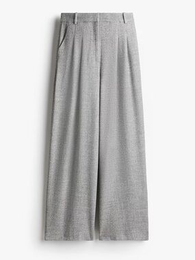 H&M Gray Wide-Leg Pleated Trousers